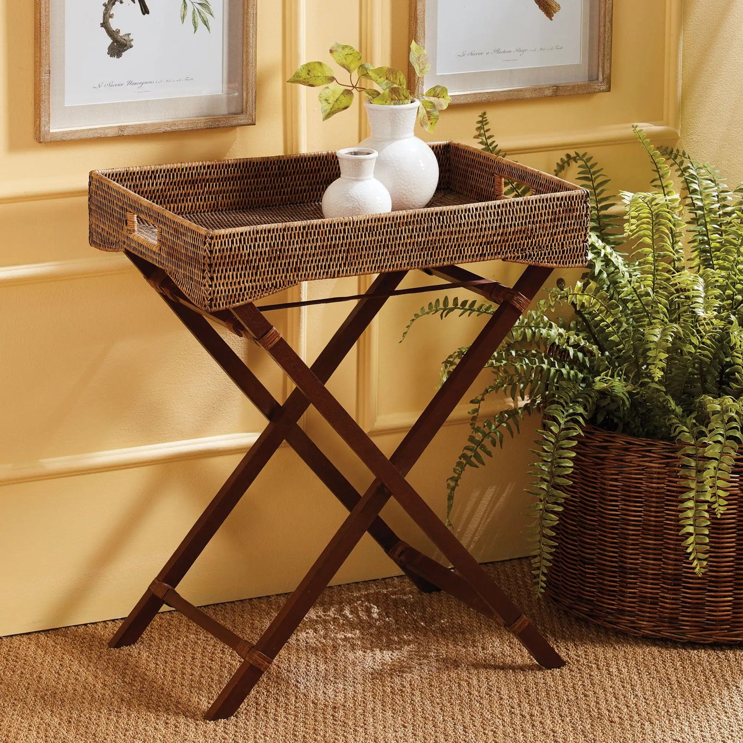 BURMA RATTAN BUTLER TRAY TABLE - view 2