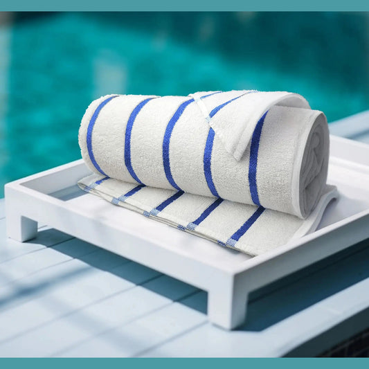 Boca Terry Nautique Horizontal Stripe Pool Towel 30x68 - Navy Blue