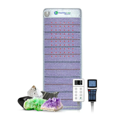HealthyLine Platinum PRO+ heating mat with natural gemstones and dual remote controls