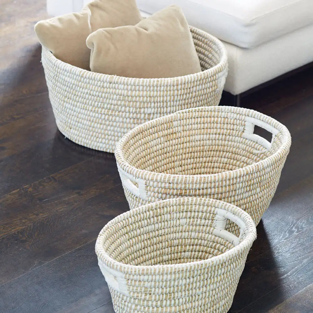 RIVERGRASS OVAL BASKETS WITH HANDLES, SET OF 3 - view 2
