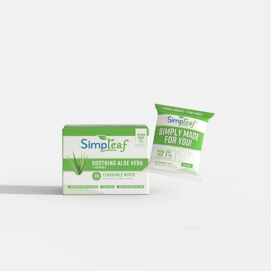 Simpleaf Aloe Vera Flushable Wipes - 30 Count