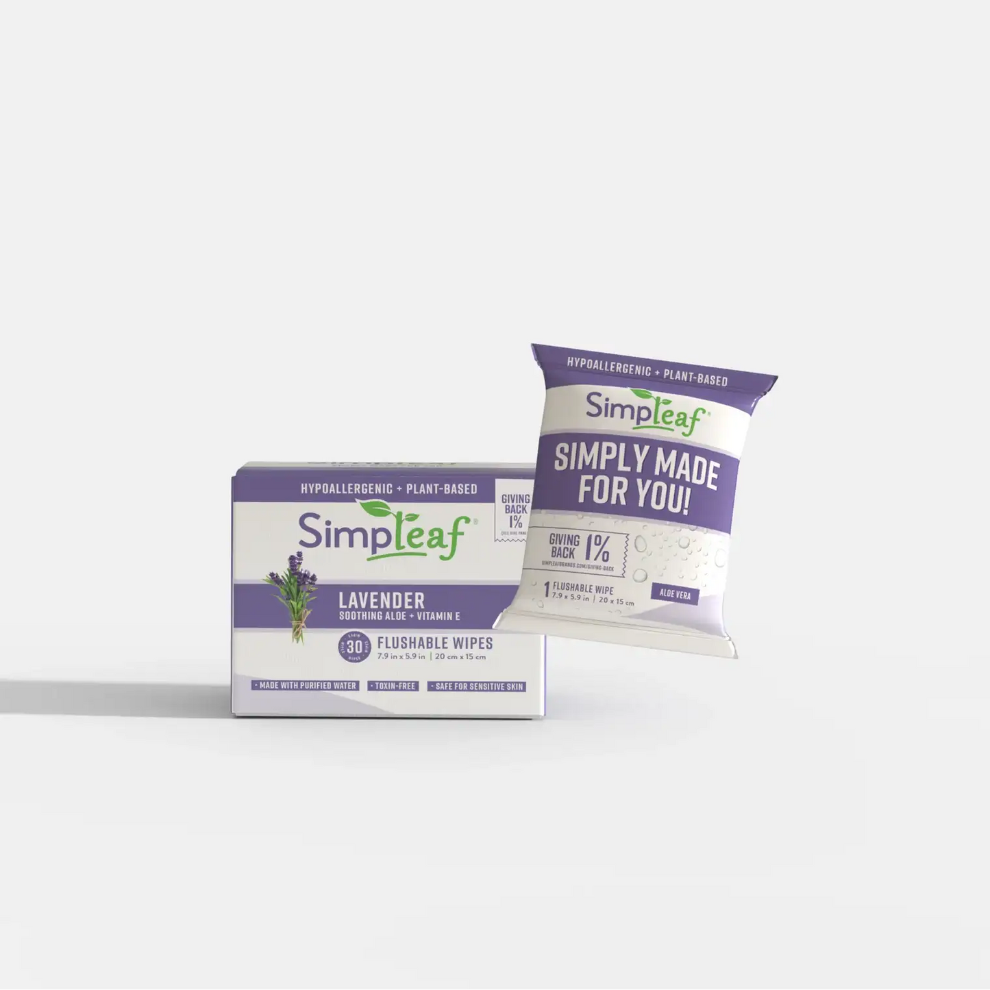 Simpleaf Lavender Flushable Wipes - 30 Count
