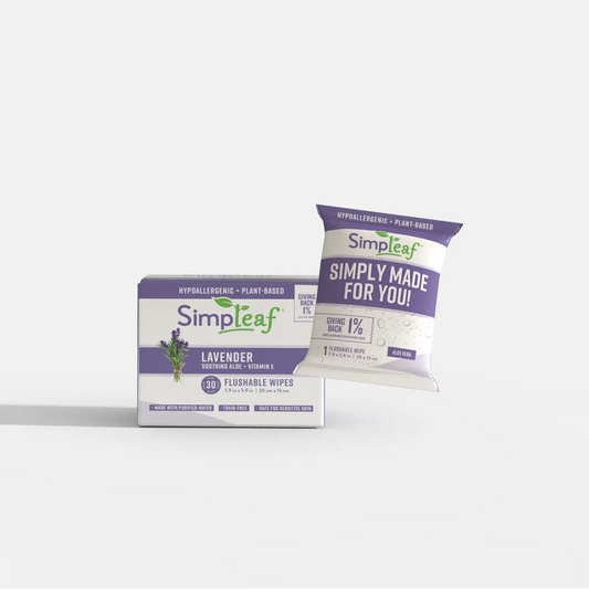 Simpleaf Lavender Flushable Wipes - 30 Count