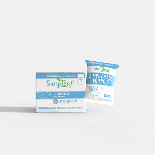 Simpleaf Unscented Flushable Wipes - 30 Count
