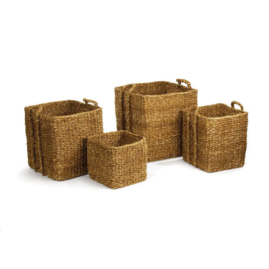 SEAGRASS APPLE BASKETS, SET OF 3 PLUS BIN