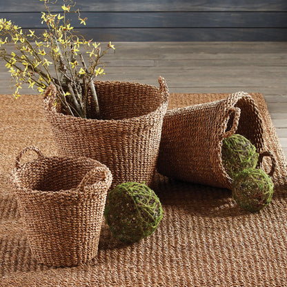 SEAGRASS TAPERED BASKETS WITH HANDLES, SET OF 3 - view 2