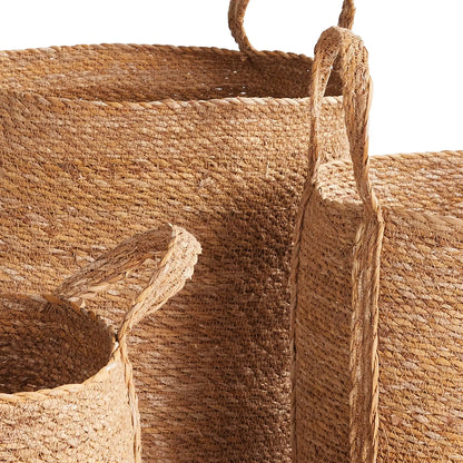 SEAGRASS ROUND BASKETS WITH LONG HANDLES, SET OF 3 - view 3