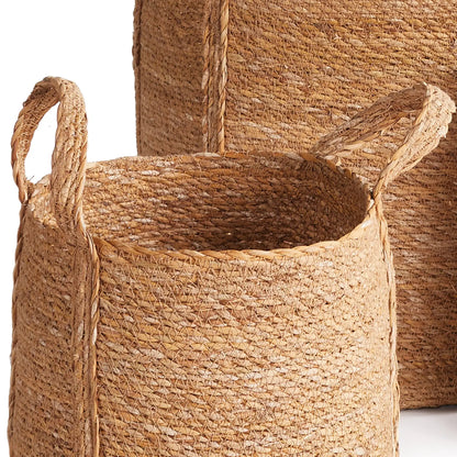 SEAGRASS ROUND BASKETS WITH LONG HANDLES, SET OF 3 - view 4