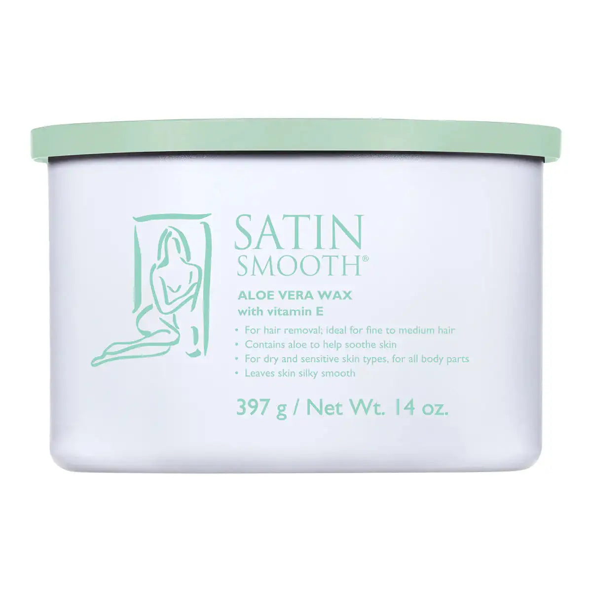 Satin Smooth Aloe and Vitamin E Soft Cream Wax 14 oz tin, professional strip wax for sensitive skin