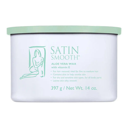Satin Smooth Aloe and Vitamin E Soft Cream Wax 14 oz tin, professional strip wax for sensitive skin