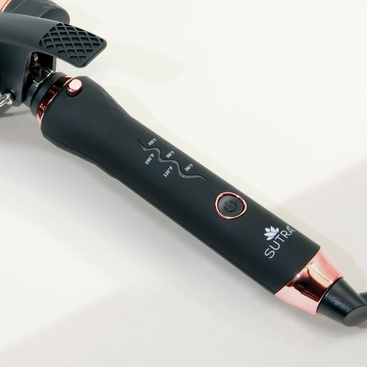 SUTRA interchangeable curler base with push-button quick release barrel attachment