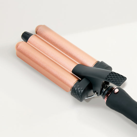 SUTRA interchangeable waver attachment, rose gold tourmaline-infused ceramic triple barrel