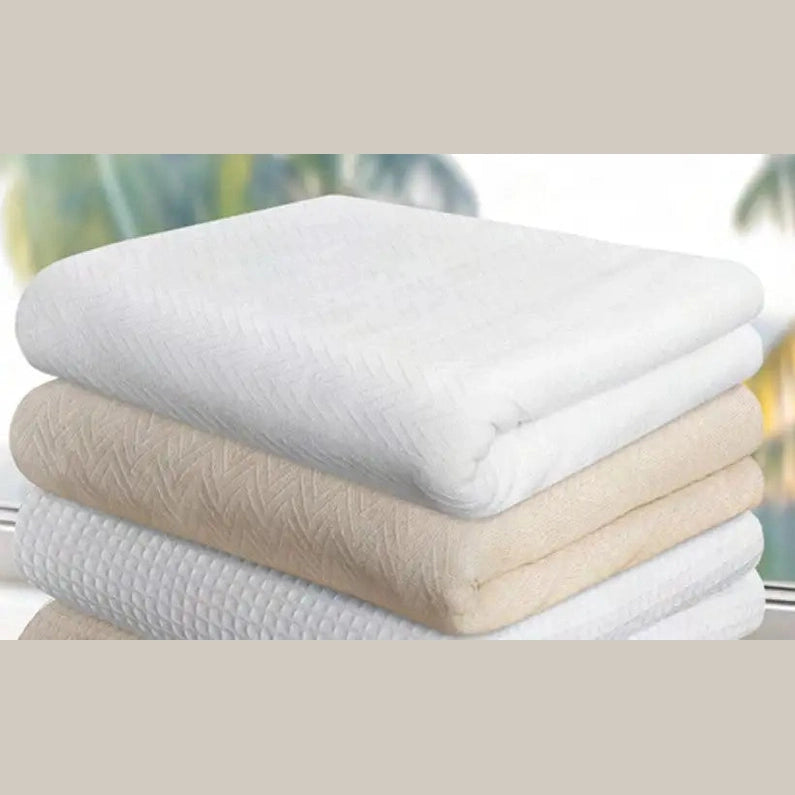 Boca Terry Herringbone Thermal Cotton Blanket - Full - White