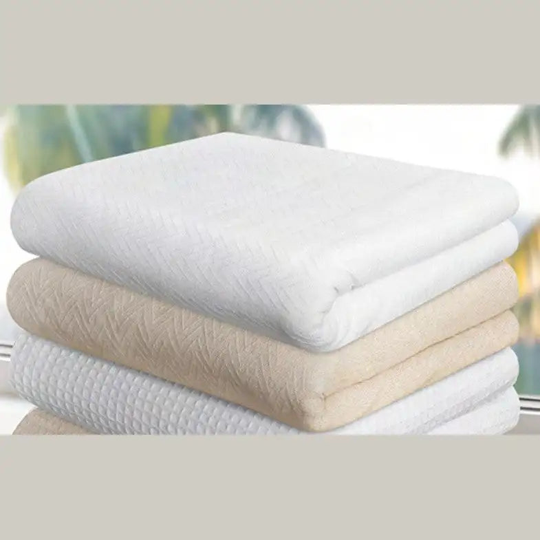 Boca Terry Herringbone Thermal Cotton Blanket - Full - Beige