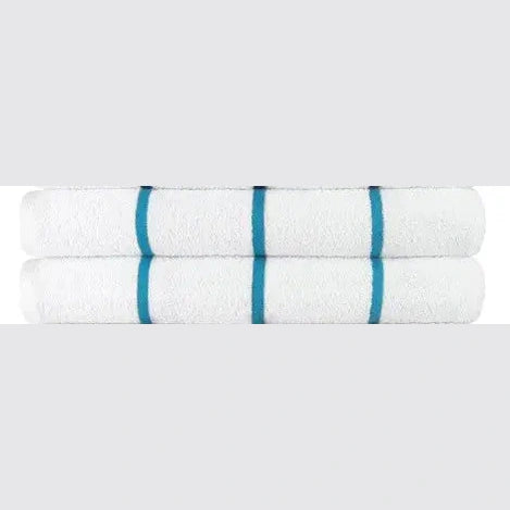 Boca Terry Premium Horizontal Stripe Pool Towel 30x68 - Aqua