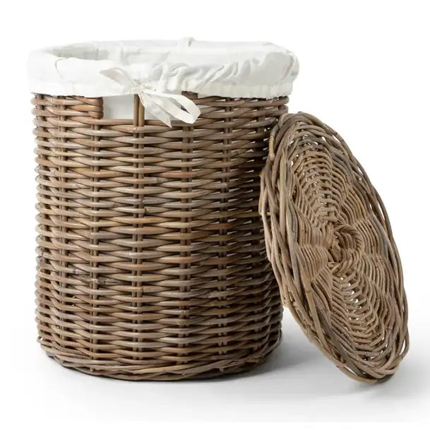 Basketly rattan laundry basket with lid, alternate view - The Spa Mart