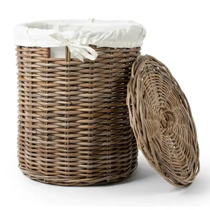 Basketly rattan laundry basket with lid, alternate view - The Spa Mart