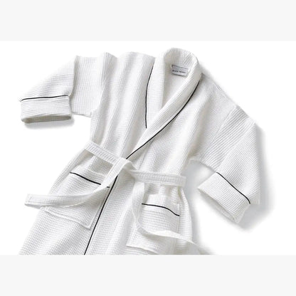 Boca Terry Basic Waffle Shawl Collar Robe w/Navy Piping