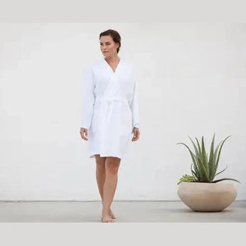 Boca Terry 100% Cotton Basic Waffle Kimono Robe - White