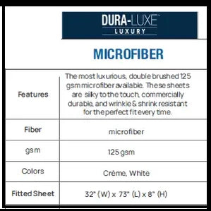 Earthlite Dura‐Luxe™  Microfiber Fitted Sheet (Cream or White)