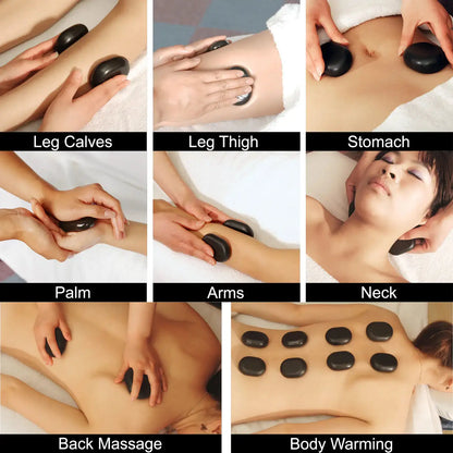 Master Massage medium basalt stones in therapist's hand