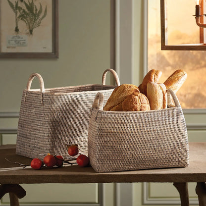 BURMA RATTAN NARROW MAGAZINE BASKETS, SET OF 2 - view 2