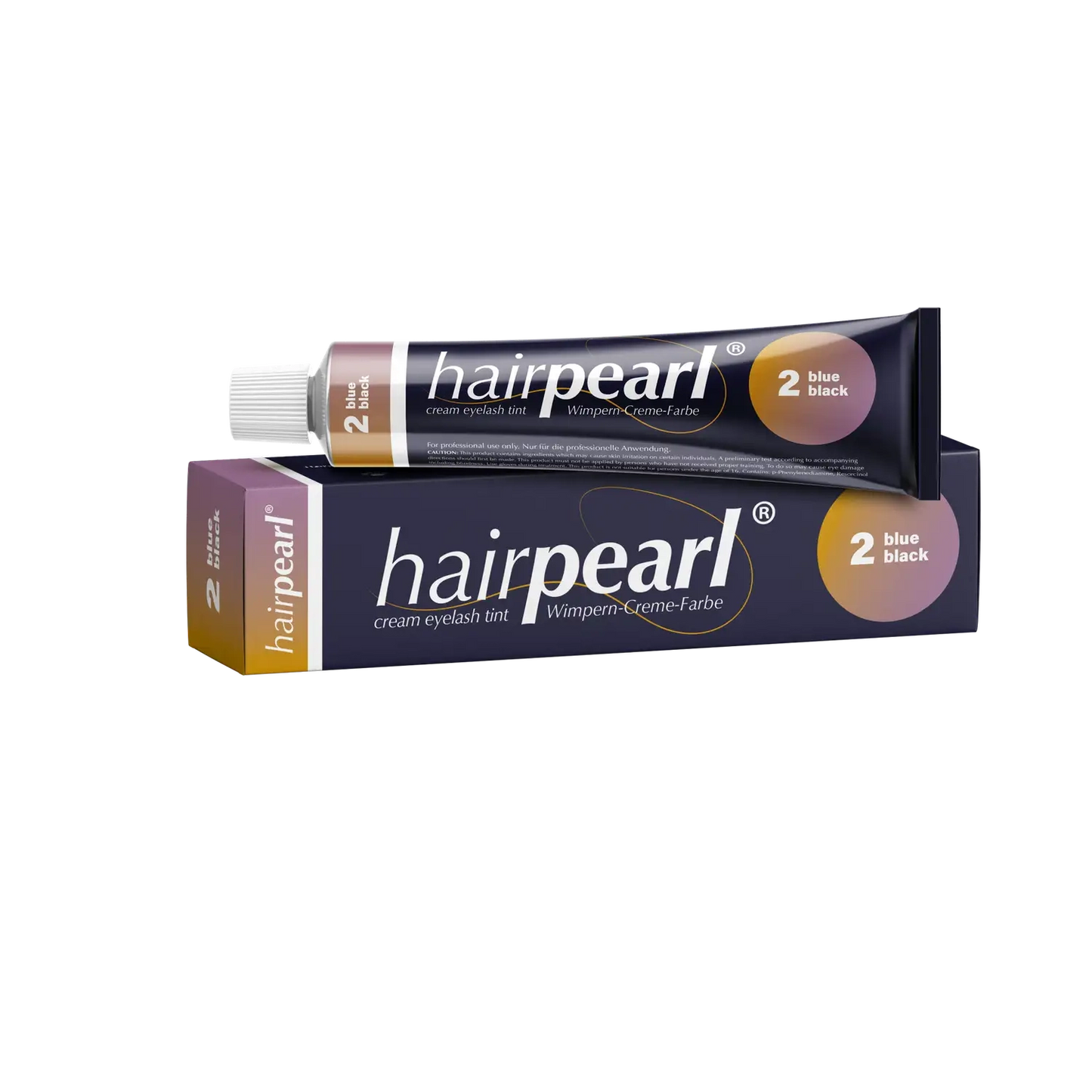 Hairpearl Blue Black Cream Eyelash Tint #2 tube and box packaging