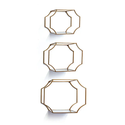 HUDSON MIRRORED WALL SHELVES, SET OF 3