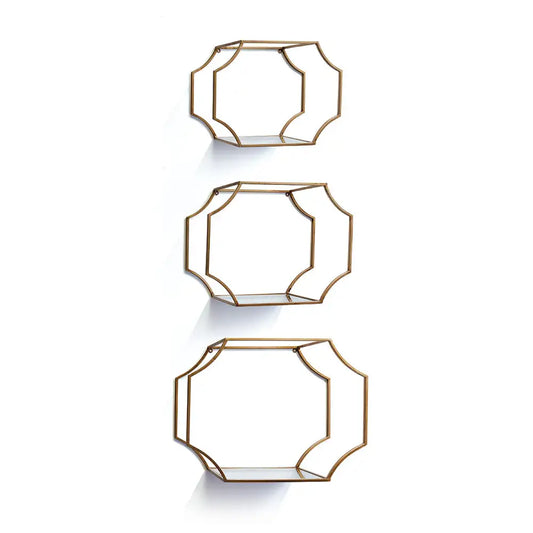 HUDSON MIRRORED WALL SHELVES, SET OF 3