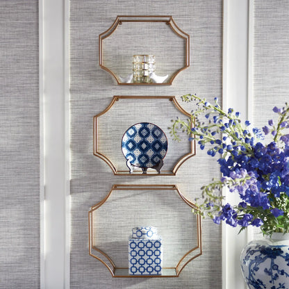 HUDSON MIRRORED WALL SHELVES, SET OF 3 - view 2