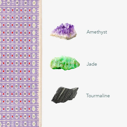 Purple HealthyLine TAJ mat texture showing embedded amethyst jade tourmaline stones