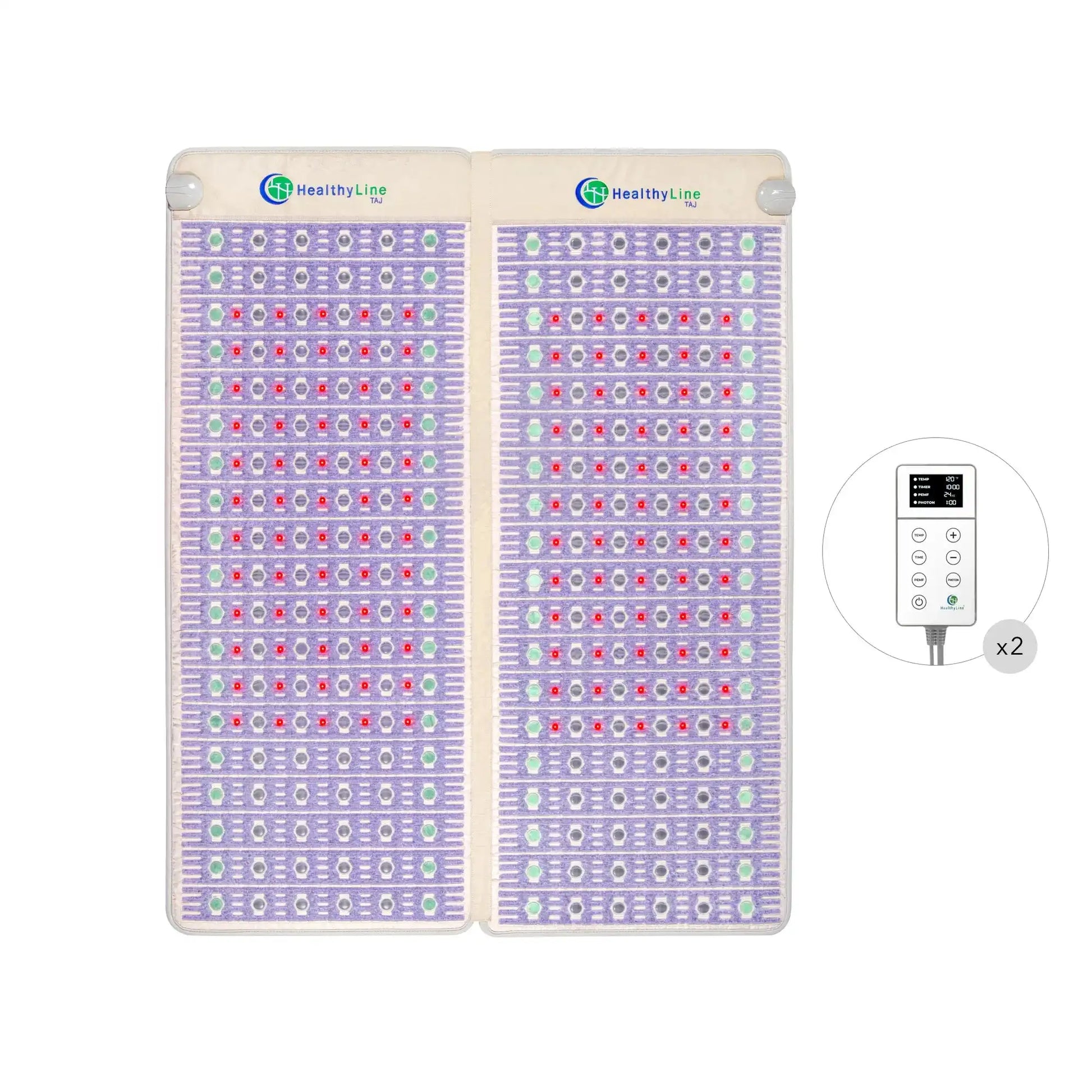 Queen split-zone HealthyLine TAJ mattress topper with dual remote controls