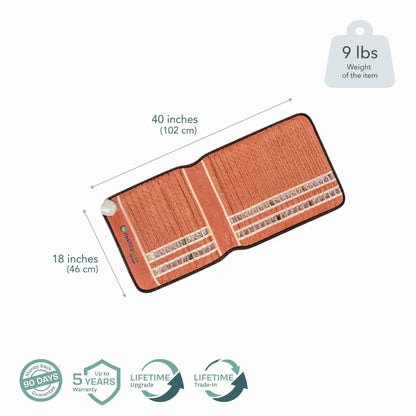 Flat lay of 40x18 inch HealthyLine TAO Chair infrared mat with ribbed texture