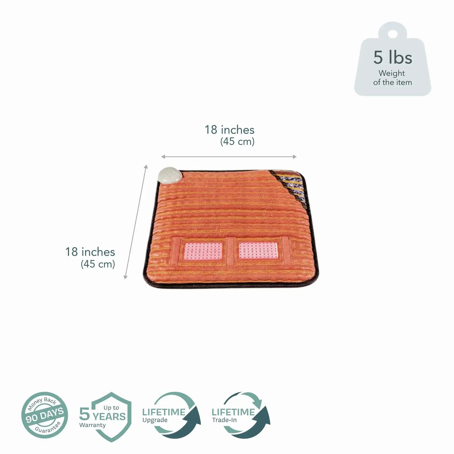 HealthyLine TAO PEMF Infrared Heating Mat 18x18 with LED panels and ribbed texture