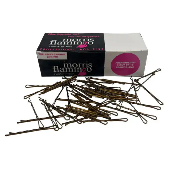 Morris Flamingo Ski-Tip Bob Pins Brown Salon Hair Pins