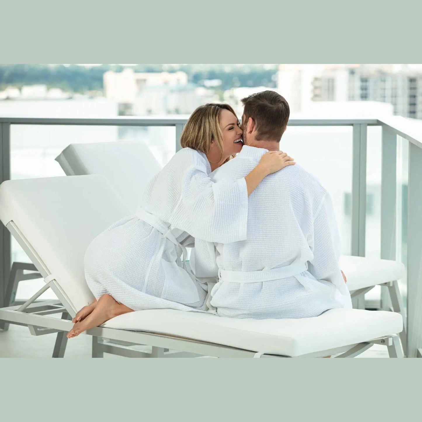 Boca Terry 100% Cotton Basic Waffle Kimono Robe - White