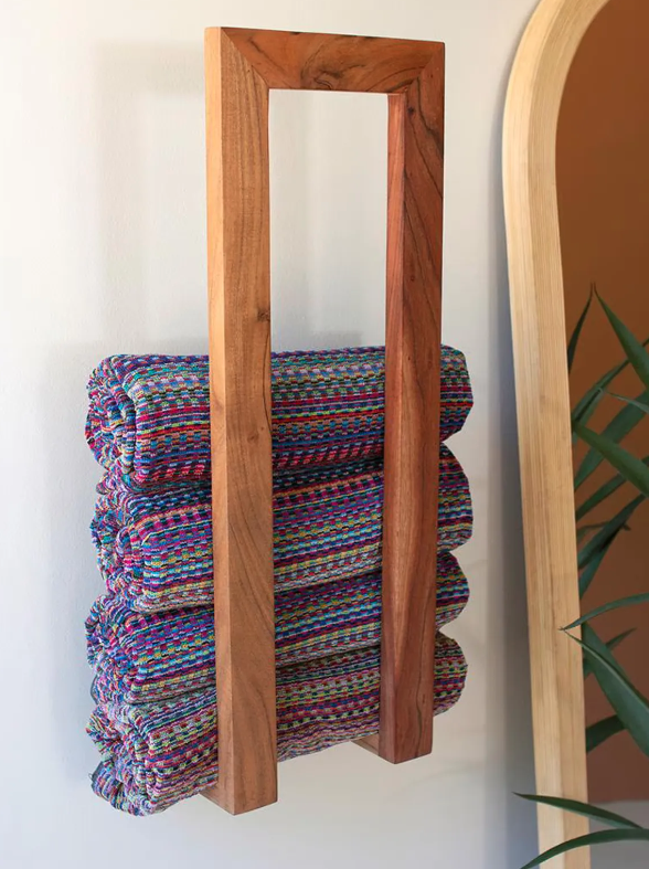 Wooden Wall Towel Rack