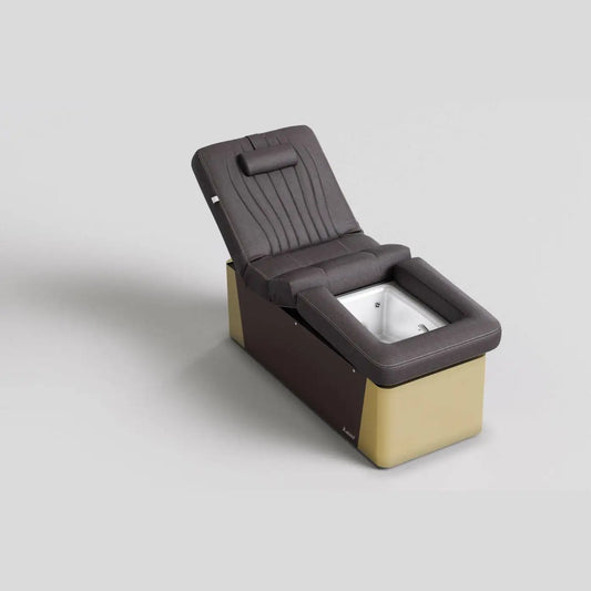 LEMI Amalfi 3 Motor Electrically Adjustable Height, Back and Seat Multifunctional Table with Pipeless Hydromassage Pedicure Tub, Wood/Metal Base and Foot Pedal