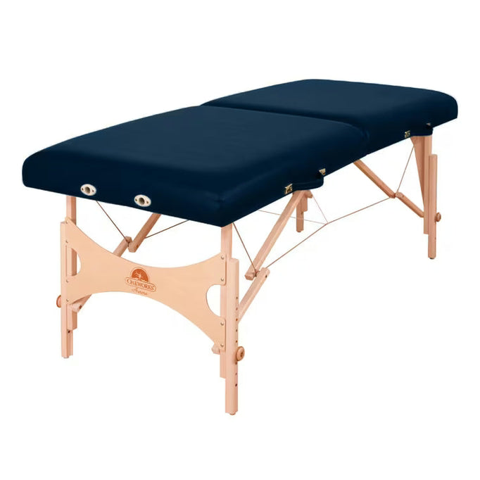Oakworks Aurora portable massage table with sustainable hardwood frame and TerraTouch upholstery