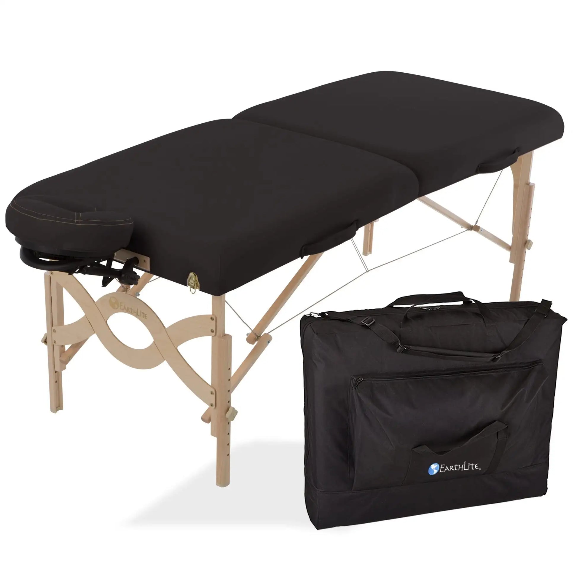 Earthlite Avalon XD Flat Top massage table with case, black