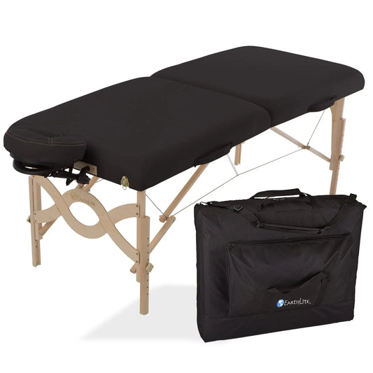 Earthlite Avalon XD Flat Top massage table with case, black