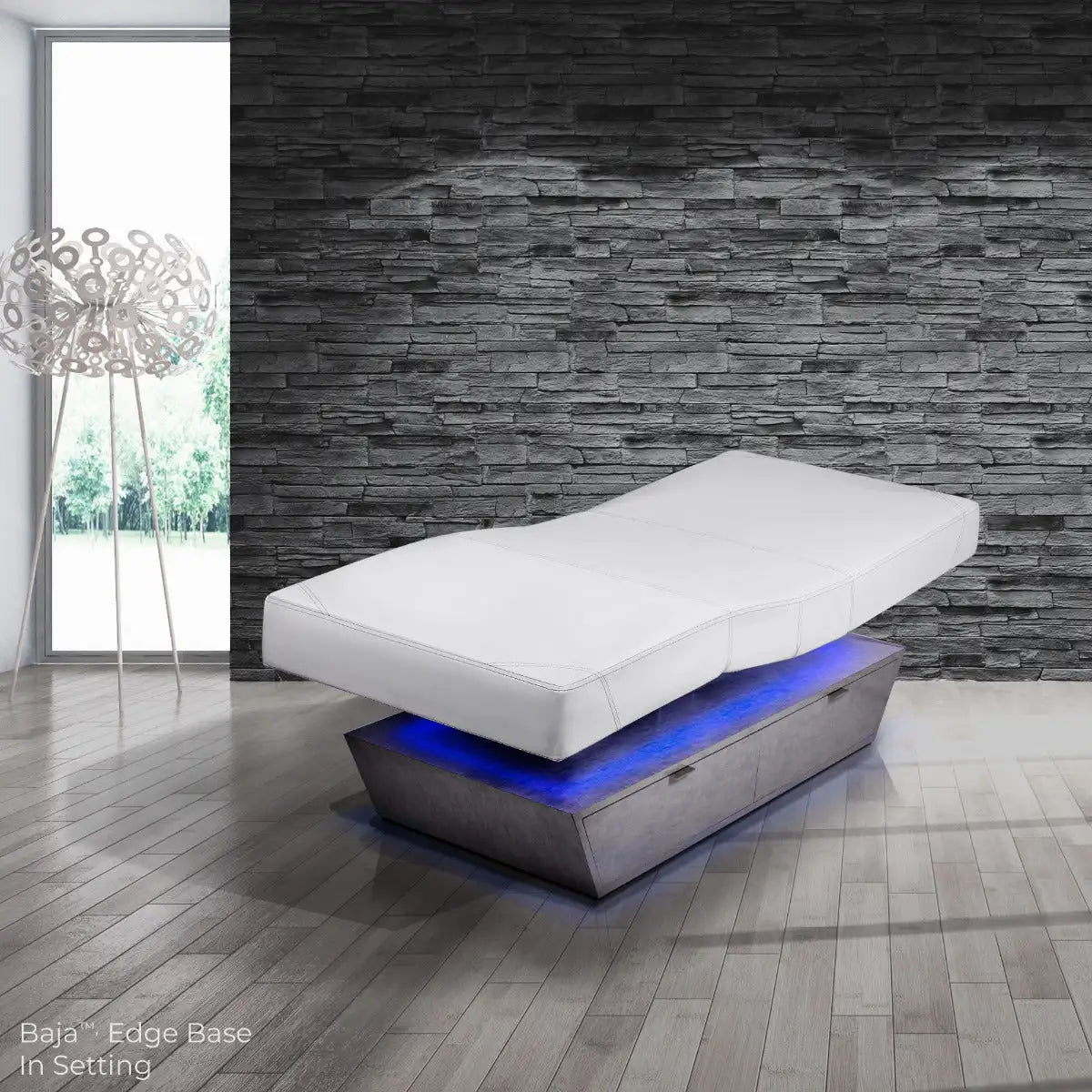 Living Earth Crafts Baja Edge multi-purpose treatment table in spa room setting