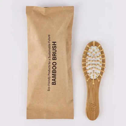 Tess handmade bamboo 6 inch hair brush with natural bristles for spa guest amenities