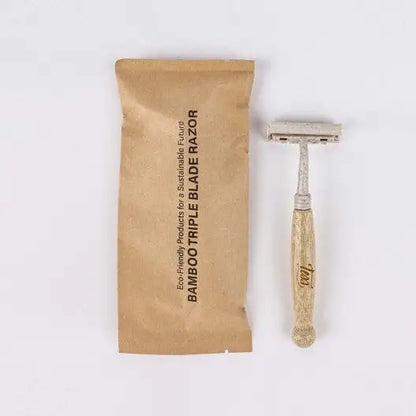 Tess Bamboo Triple Blade Razor with Wheat Straw Head - 250 per case