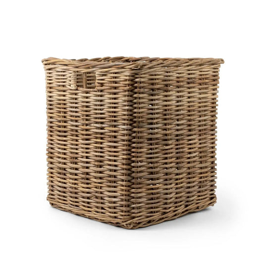 Basketly rattan square Kubu grey storage basket, large 19 inch - The Spa Mart