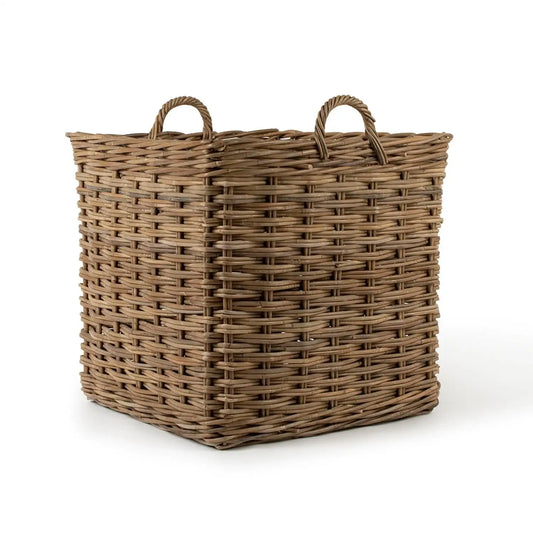 Basketly rattan square Kubu grey basket with handles, large - The Spa Mart