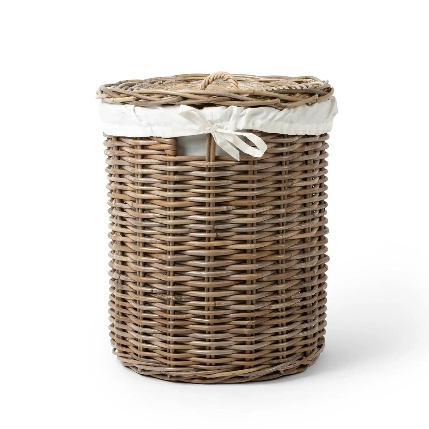 Basketly rattan laundry basket with lid and linen inner bag, medium - The Spa Mart