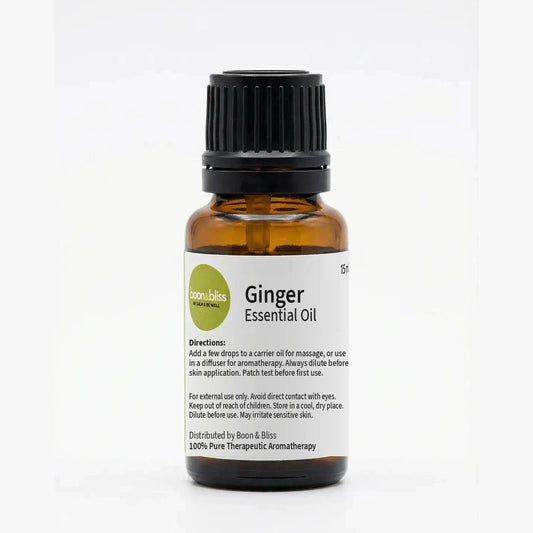 Boon & Bliss Ginger Essential Oil, 15 ml amber glass bottle with black cap