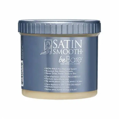 Satin Smooth beBARE Hair Non-Wax Removal System 16 oz tub, plant-based vegan epilation for sensitive skin