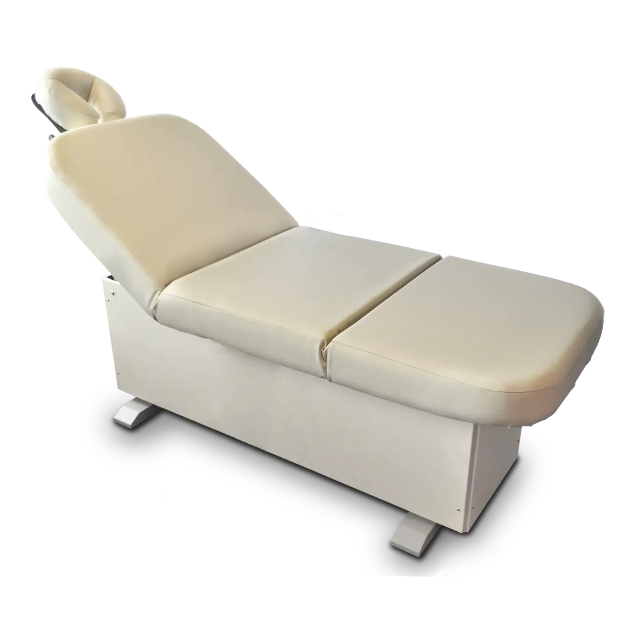 Bellaria 3 Motor Electrically Adjustable HIght, Back and Leg Waterproof Spa Table for Outdoor Treatments with Handset Control - Beige Frame, Cream Mattress